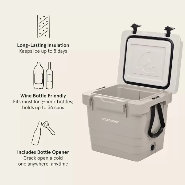 imageRetrospec Palisade Rotomolded Cooler  Fully Insulated Portable Ice Chest with Built in Bottle Opener TieDown Slots ampamp Dry Goods Basket  Large Beach Camping ampamp Travel Coolers 25 45 ampamp 65qtDune