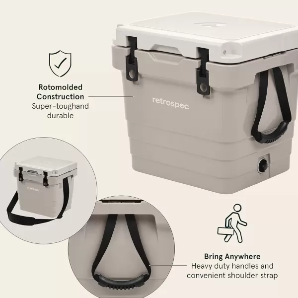 imageRetrospec Palisade Rotomolded Cooler  Fully Insulated Portable Ice Chest with Built in Bottle Opener TieDown Slots ampamp Dry Goods Basket  Large Beach Camping ampamp Travel Coolers 25 45 ampamp 65qtDune