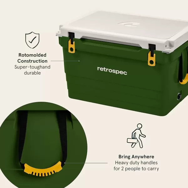 imageRetrospec Palisade Rotomolded Cooler  Fully Insulated Portable Ice Chest with Built in Bottle Opener TieDown Slots ampamp Dry Goods Basket  Large Beach Camping ampamp Travel Coolers 25 45 ampamp 65qtForest