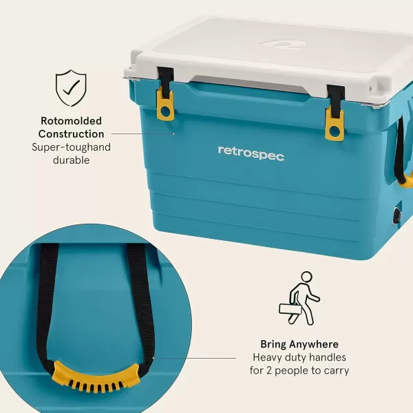 imageRetrospec Palisade Rotomolded Cooler  Fully Insulated Portable Ice Chest with Built in Bottle Opener TieDown Slots ampamp Dry Goods Basket  Large Beach Camping ampamp Travel Coolers 25 45 ampamp 65qtCoastal Blue