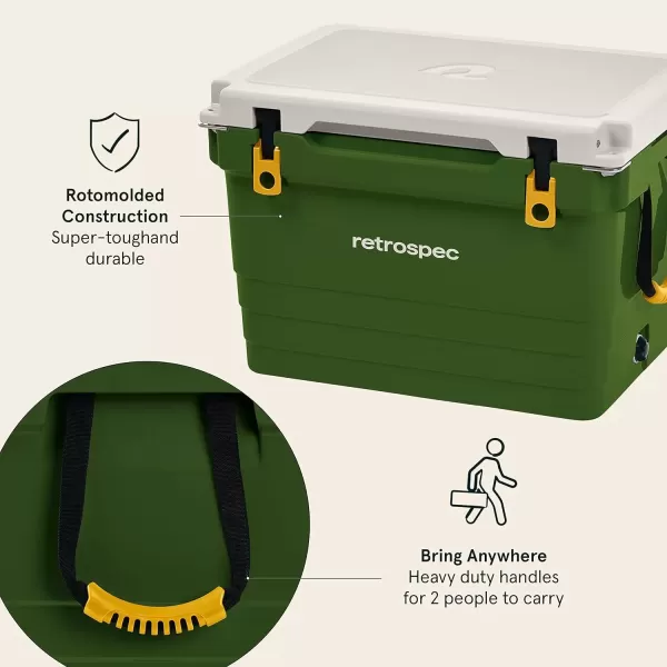 imageRetrospec Palisade Rotomolded Cooler  Fully Insulated Portable Ice Chest with Built in Bottle Opener TieDown Slots ampamp Dry Goods Basket  Large Beach Camping ampamp Travel Coolers 25 45 ampamp 65qtForest
