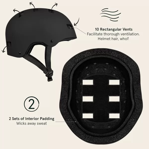 imageRetrospec Retrospec Dakota Bike Helmet  Skateboard Helmet Premium Protection MultiSport Bike BMX Skating Scooter and Skate HelmetMatte Black