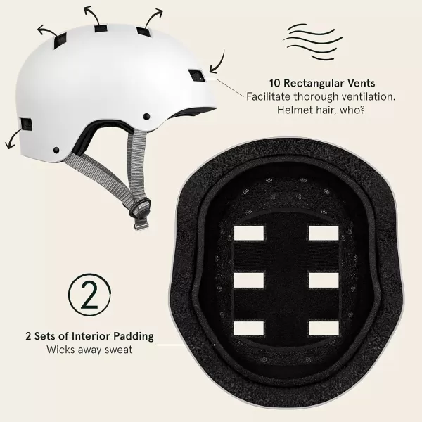 imageRetrospec Retrospec Dakota Bike Helmet  Skateboard Helmet Premium Protection MultiSport Bike BMX Skating Scooter and Skate HelmetMatte White