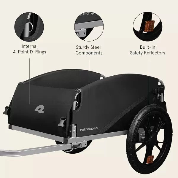 imageRetrospec Rover Hauler Cargo Bike Trailer with Folding Frame ampamp Weather Resistant Fabric Large Cargo Carrier Fits 20  29 Bicycle WheelsBlack
