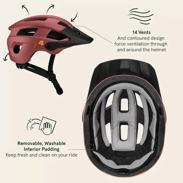 imageRetrospec Rowan Mountain Bike Helmet for Adults  MTB Style with Removable Visor and EPS Foam Interior for Men ampamp Women  Adjustable Size Lightweight ampamp BreathableMatte Adobe