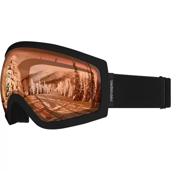 imageRetrospec Traverse Ski Goggles  Snowboard Goggles for Men Women  100 UV Protection AntiFog Snow GogglesMatte BlackCitrine