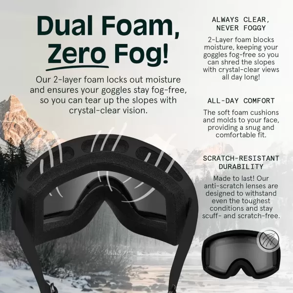 imageRetrospec Traverse Ski Goggles  Snowboard Goggles for Men Women  100 UV Protection AntiFog Snow GogglesMatte BlackStone