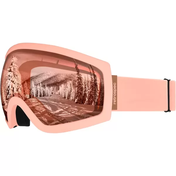 imageRetrospec Traverse Ski Goggles  Snowboard Goggles for Men Women  100 UV Protection AntiFog Snow GogglesMatte BlushRose Quartz