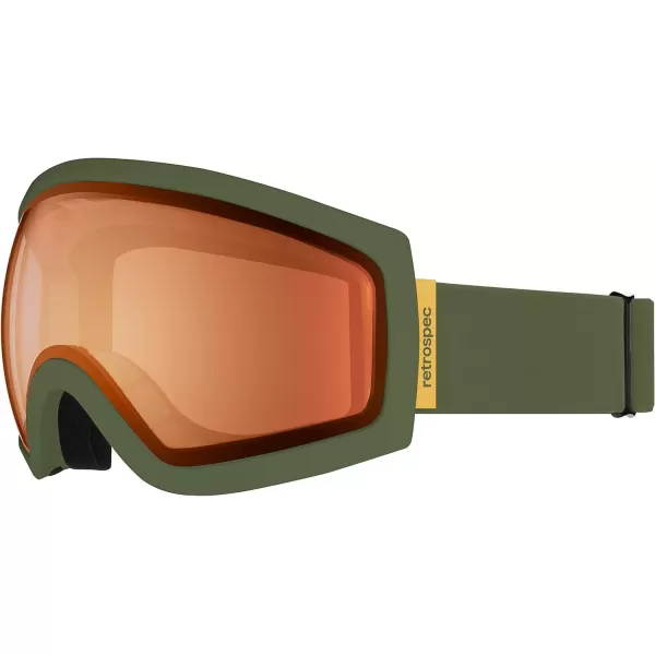 imageRetrospec Traverse Ski Goggles  Snowboard Goggles for Men Women  100 UV Protection AntiFog Snow GogglesMatte ForestCitrine