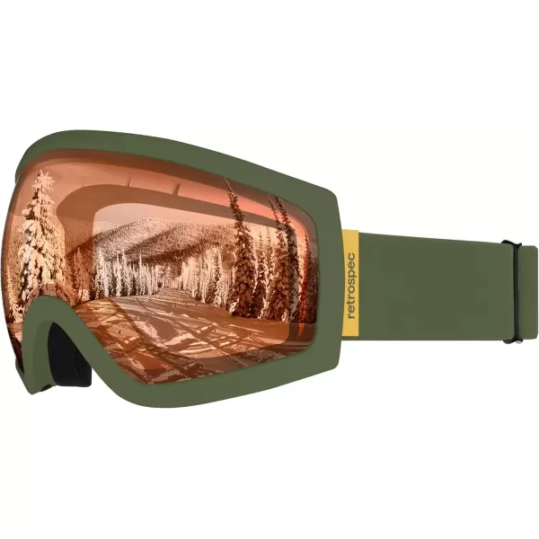 imageRetrospec Traverse Ski Goggles  Snowboard Goggles for Men Women  100 UV Protection AntiFog Snow GogglesMatte ForestCitrine