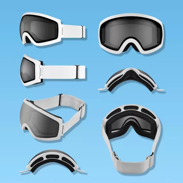 imageRetrospec Traverse Ski Goggles  Snowboard Goggles for Men Women  100 UV Protection AntiFog Snow GogglesMatte WhiteStone