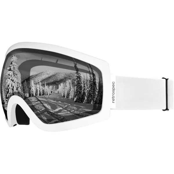imageRetrospec Traverse Ski Goggles  Snowboard Goggles for Men Women  100 UV Protection AntiFog Snow GogglesMatte WhiteStone
