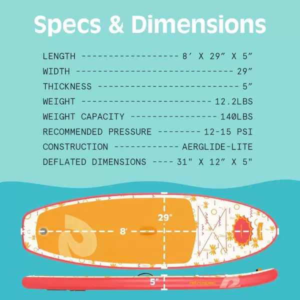 imageRetrospec WeekenderNano 8ft Inflatable Stand Up PaddleboardSummer Punch