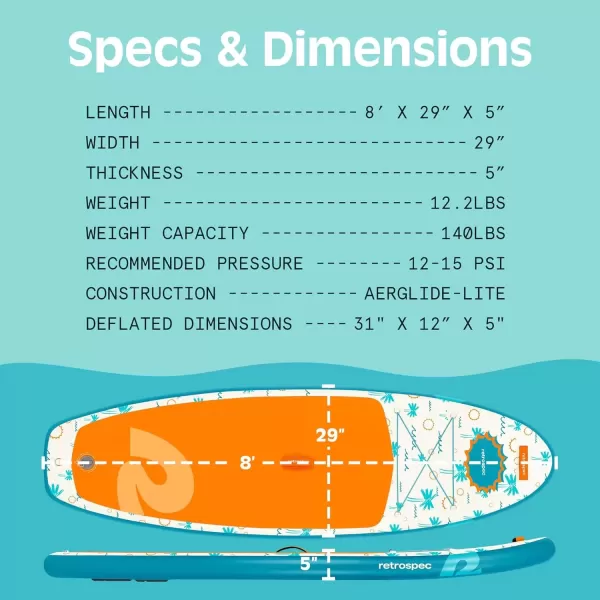 imageRetrospec WeekenderNano 8ft Inflatable Stand Up PaddleboardSurfer Blue