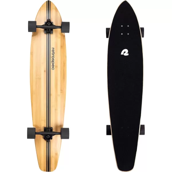 imageRetrospec Zed Cruiser ampamp Pintail Longboard Skateboard Complete Cruiser  Bamboo ampamp Canadian Maple Wood Cruiser wReverse Kingpin Trucks for Commuting Cruising Carving ampamp Downhill RidingBlack Pipeline
