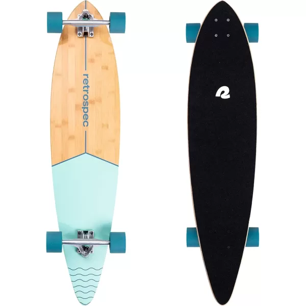 imageRetrospec Zed Cruiser ampamp Pintail Longboard Skateboard Complete Cruiser  Bamboo ampamp Canadian Maple Wood Cruiser wReverse Kingpin Trucks for Commuting Cruising Carving ampamp Downhill RidingBondi Wave