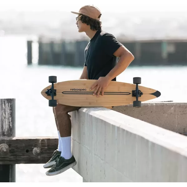imageRetrospec Zed Cruiser ampamp Pintail Longboard Skateboard Complete Cruiser  Bamboo ampamp Canadian Maple Wood Cruiser wReverse Kingpin Trucks for Commuting Cruising Carving ampamp Downhill RidingBlack Pipeline