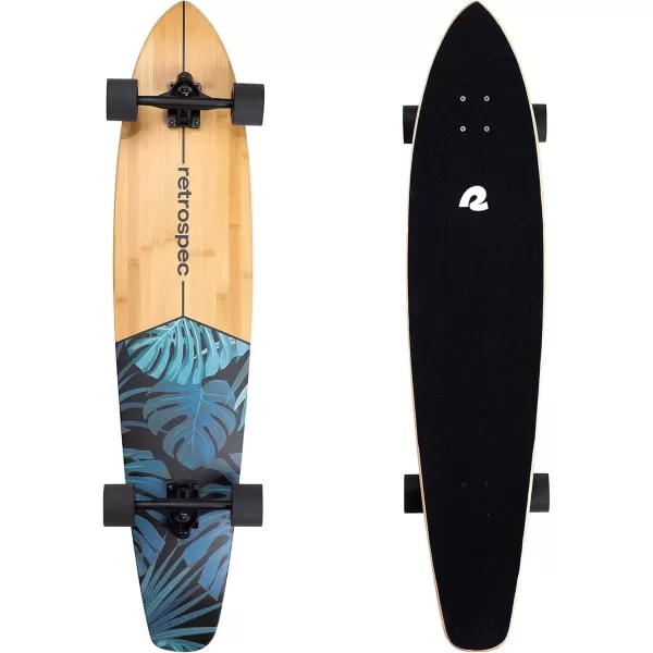 imageRetrospec Zed Cruiser ampamp Pintail Longboard Skateboard Complete Cruiser  Bamboo ampamp Canadian Maple Wood Cruiser wReverse Kingpin Trucks for Commuting Cruising Carving ampamp Downhill RidingDark Tropics