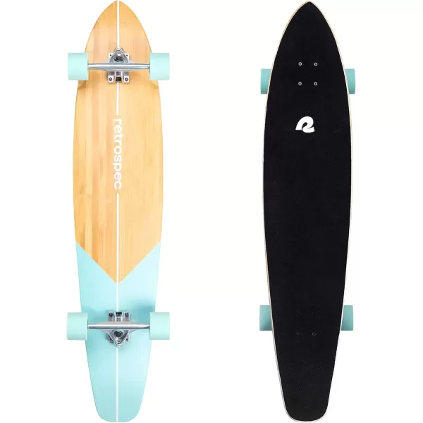 imageRetrospec Zed Cruiser ampamp Pintail Longboard Skateboard Complete Cruiser  Bamboo ampamp Canadian Maple Wood Cruiser wReverse Kingpin Trucks for Commuting Cruising Carving ampamp Downhill RidingAqua Fishtail