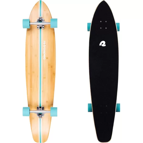 imageRetrospec Zed Cruiser ampamp Pintail Longboard Skateboard Complete Cruiser  Bamboo ampamp Canadian Maple Wood Cruiser wReverse Kingpin Trucks for Commuting Cruising Carving ampamp Downhill RidingAqua Pipeline
