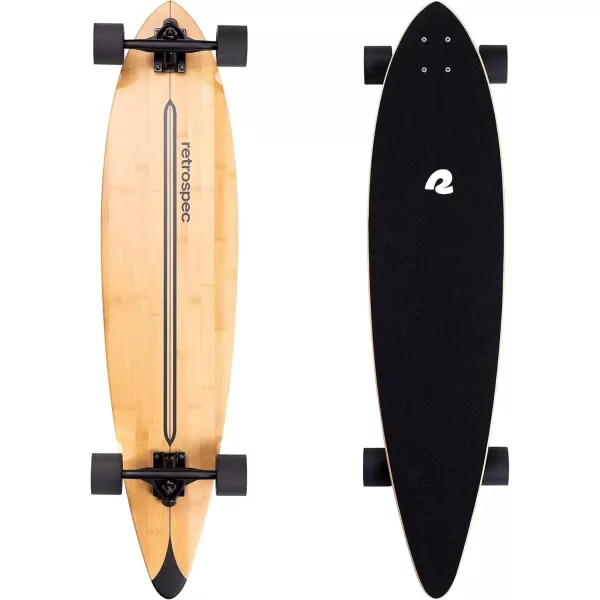 imageRetrospec Zed Cruiser ampamp Pintail Longboard Skateboard Complete Cruiser  Bamboo ampamp Canadian Maple Wood Cruiser wReverse Kingpin Trucks for Commuting Cruising Carving ampamp Downhill RidingBlack Pipeline
