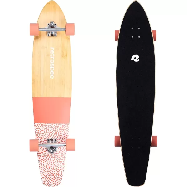 imageRetrospec Zed Cruiser ampamp Pintail Longboard Skateboard Complete Cruiser  Bamboo ampamp Canadian Maple Wood Cruiser wReverse Kingpin Trucks for Commuting Cruising Carving ampamp Downhill RidingCoral Reef
