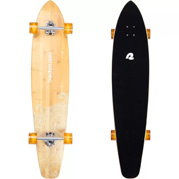 imageRetrospec Zed Cruiser ampamp Pintail Longboard Skateboard Complete Cruiser  Bamboo ampamp Canadian Maple Wood Cruiser wReverse Kingpin Trucks for Commuting Cruising Carving ampamp Downhill RidingRiptide