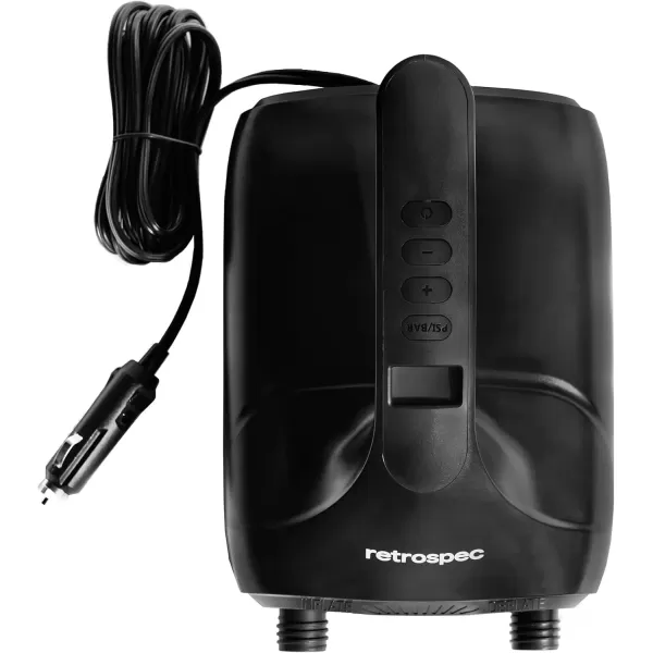 imageRetrospec iSUP Intelligent Dual Stage Electric Pump for Inflatable Stand Up Paddleboards  12 Volt DC Car Connector Pump wPressure Value LCD Screen ampamp FlexHose  Portable ampamp CompactBlack