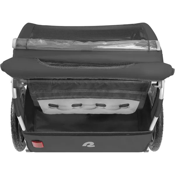 imageSingle ampamp Double Passenger Childrens FoldableCollapsible Tow Behind Bike Trailer with 16quot Wheels Safety Reflectors ampamp Rear Storage CompartmentBlack