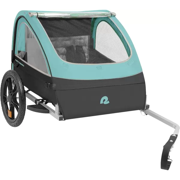 imageSingle ampamp Double Passenger Childrens FoldableCollapsible Tow Behind Bike Trailer with 16quot Wheels Safety Reflectors ampamp Rear Storage CompartmentBlue Ridge