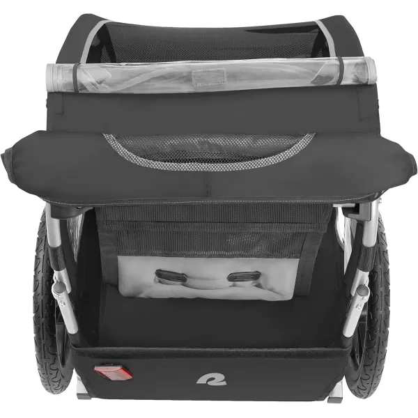 imageSingle ampamp Double Passenger Childrens FoldableCollapsible Tow Behind Bike Trailer with 16quot Wheels Safety Reflectors ampamp Rear Storage CompartmentBlack
