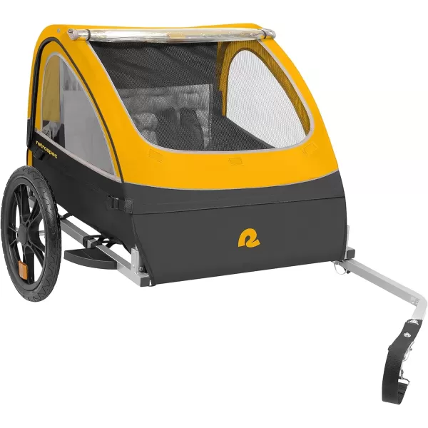 imageSingle ampamp Double Passenger Childrens FoldableCollapsible Tow Behind Bike Trailer with 16quot Wheels Safety Reflectors ampamp Rear Storage CompartmentSun