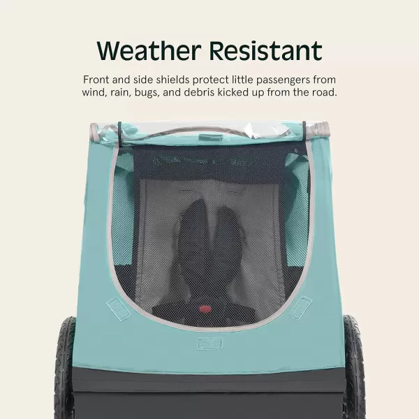 imageSingle ampamp Double Passenger Childrens FoldableCollapsible Tow Behind Bike Trailer with 16quot Wheels Safety Reflectors ampamp Rear Storage CompartmentBlue Ridge