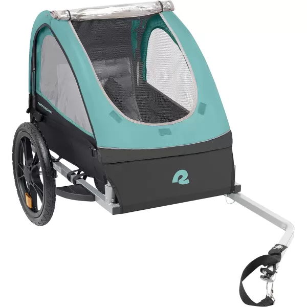 imageSingle ampamp Double Passenger Childrens FoldableCollapsible Tow Behind Bike Trailer with 16quot Wheels Safety Reflectors ampamp Rear Storage CompartmentBlue Ridge