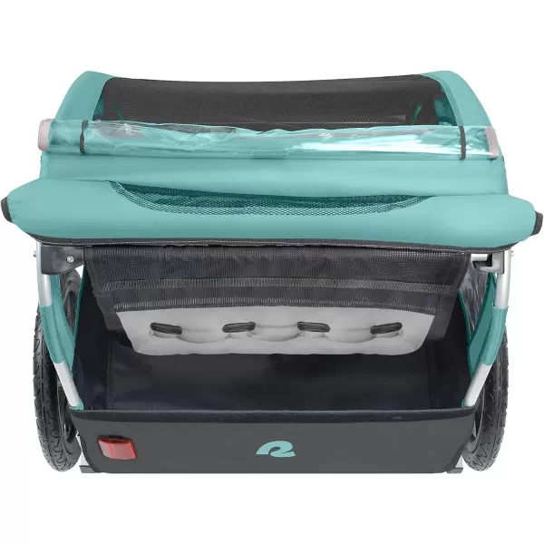 imageSingle ampamp Double Passenger Childrens FoldableCollapsible Tow Behind Bike Trailer with 16quot Wheels Safety Reflectors ampamp Rear Storage CompartmentBlue Ridge