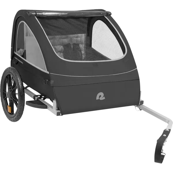 imageSingle ampamp Double Passenger Childrens FoldableCollapsible Tow Behind Bike Trailer with 16quot Wheels Safety Reflectors ampamp Rear Storage CompartmentBlack