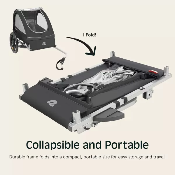 imageSingle ampamp Double Passenger Childrens FoldableCollapsible Tow Behind Bike Trailer with 16quot Wheels Safety Reflectors ampamp Rear Storage CompartmentBlack