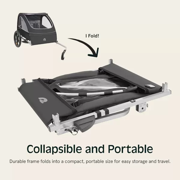 imageSingle ampamp Double Passenger Childrens FoldableCollapsible Tow Behind Bike Trailer with 16quot Wheels Safety Reflectors ampamp Rear Storage CompartmentBlack