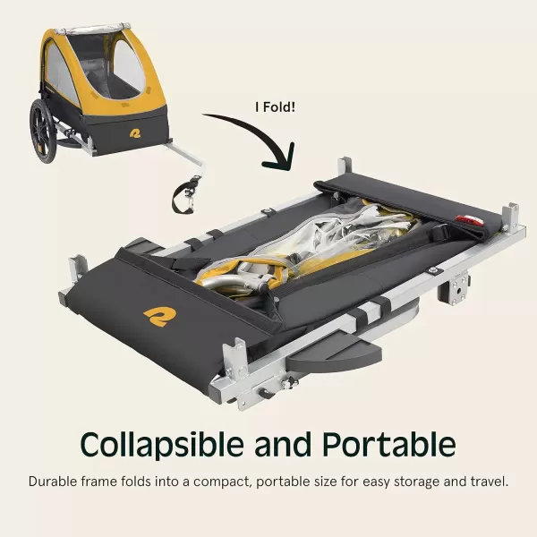 imageSingle ampamp Double Passenger Childrens FoldableCollapsible Tow Behind Bike Trailer with 16quot Wheels Safety Reflectors ampamp Rear Storage CompartmentSun