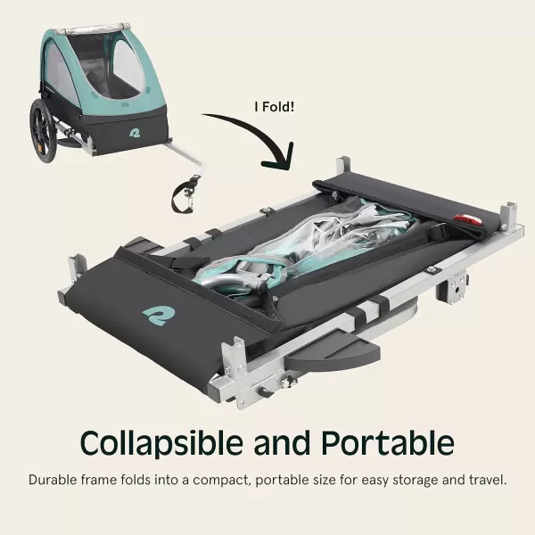 imageSingle ampamp Double Passenger Childrens FoldableCollapsible Tow Behind Bike Trailer with 16quot Wheels Safety Reflectors ampamp Rear Storage CompartmentBlue Ridge