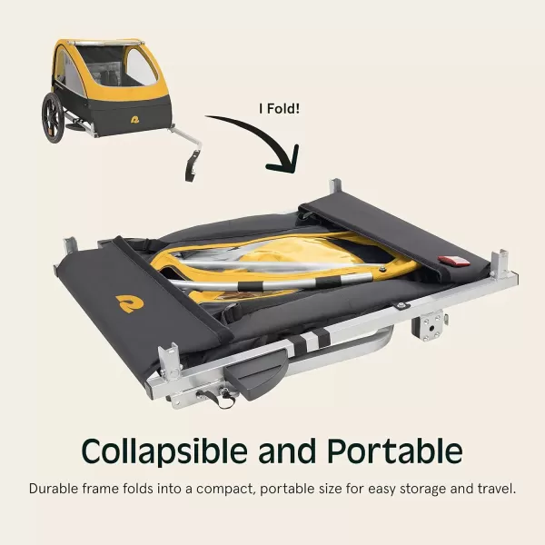 imageSingle ampamp Double Passenger Childrens FoldableCollapsible Tow Behind Bike Trailer with 16quot Wheels Safety Reflectors ampamp Rear Storage CompartmentSun
