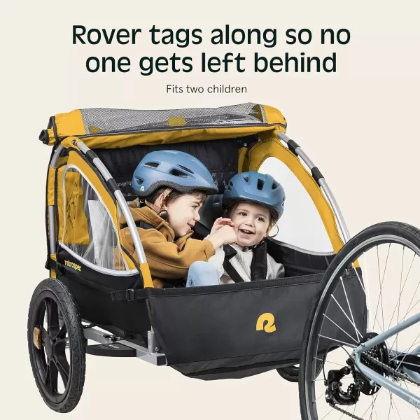 imageSingle ampamp Double Passenger Childrens FoldableCollapsible Tow Behind Bike Trailer with 16quot Wheels Safety Reflectors ampamp Rear Storage CompartmentSun
