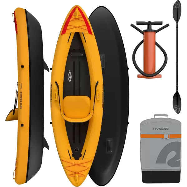 imageRetrospec Coaster Single ampamp Tandem Inflatable Kayak  1 ampamp 2 Person Inflatable Kayak for Adults 220 ampamp 500lb Weight Capacity Puncture Resistant Lightweight Kayak with Adjustable Seats Paddle ampamp PumpSunglow