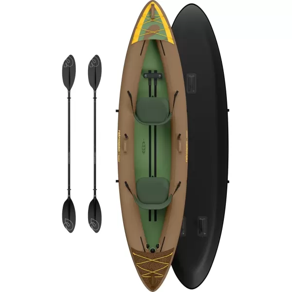 imageRetrospec Coaster Single ampamp Tandem Inflatable Kayak  1 ampamp 2 Person Inflatable Kayak for Adults 220 ampamp 500lb Weight Capacity Puncture Resistant Lightweight Kayak with Adjustable Seats Paddle ampamp PumpWild Spruce