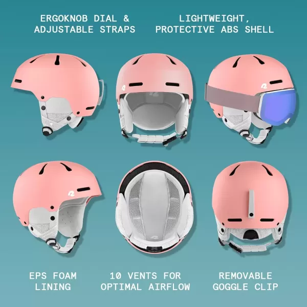 imageRetrospec Comstock Ski Helmet  Snowboard Helmet for Adults ampamp Youth  Adjustable Fit Snow Helmet with Protective Shell and Breathable Vents for Men Women Boys ampamp GirlsMatte Rose
