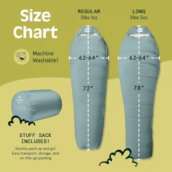 imageRetrospec Dream 5 15 30 Sleeping Bag  Mummy Sleeping Bag for Camping Insulated Cold Weather Sleeping Bag Lightweight Stuff Sack WaterResistant and Adjustable Draw Cords Adult Sleeping BagSprucestone