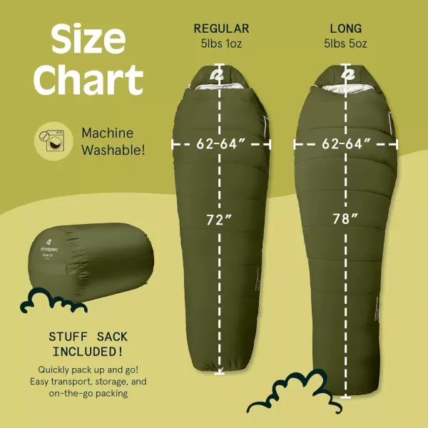 imageRetrospec Dream 5 15 30 Sleeping Bag  Mummy Sleeping Bag for Camping Insulated Cold Weather Sleeping Bag Lightweight Stuff Sack WaterResistant and Adjustable Draw Cords Adult Sleeping BagJuniper