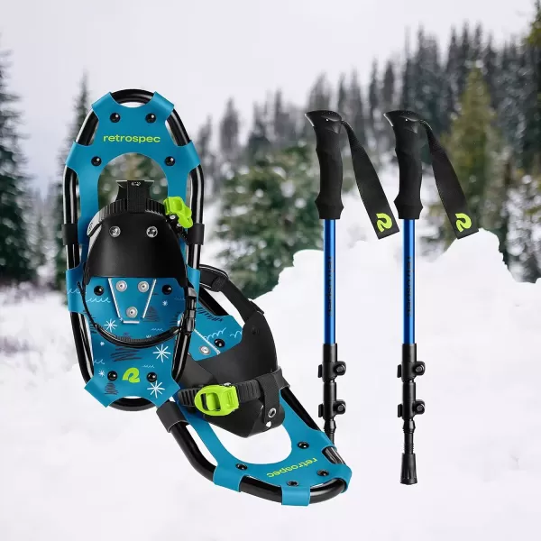 imageRetrospec Drifter 1417 Inch Kids Bundle Snowshoes ampamp Trekking Poles for Boys ampamp Girls  All Terrain with Adjustable Binding Carry Bag and Lightweight Walking ampamp Hiking PolesBrash Blue