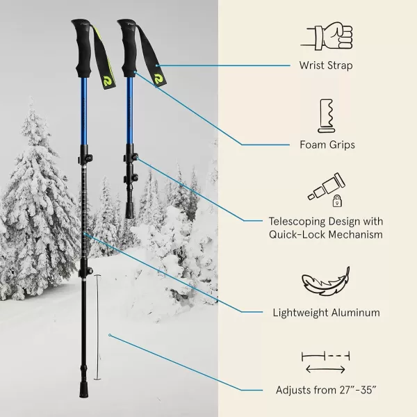 imageRetrospec Drifter 1417 Inch Kids Bundle Snowshoes ampamp Trekking Poles for Boys ampamp Girls  All Terrain with Adjustable Binding Carry Bag and Lightweight Walking ampamp Hiking PolesBrash Blue