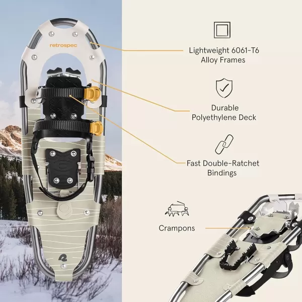 imageRetrospec Drifter 212530 Inch Snowshoes ampamp Trekking Poles Bundle for Men Women and Youth  Durable All Terrain with Adjustable Binding Carry Bag and Lightweight Aluminum Walking ampamp Hiking PolesLaurel